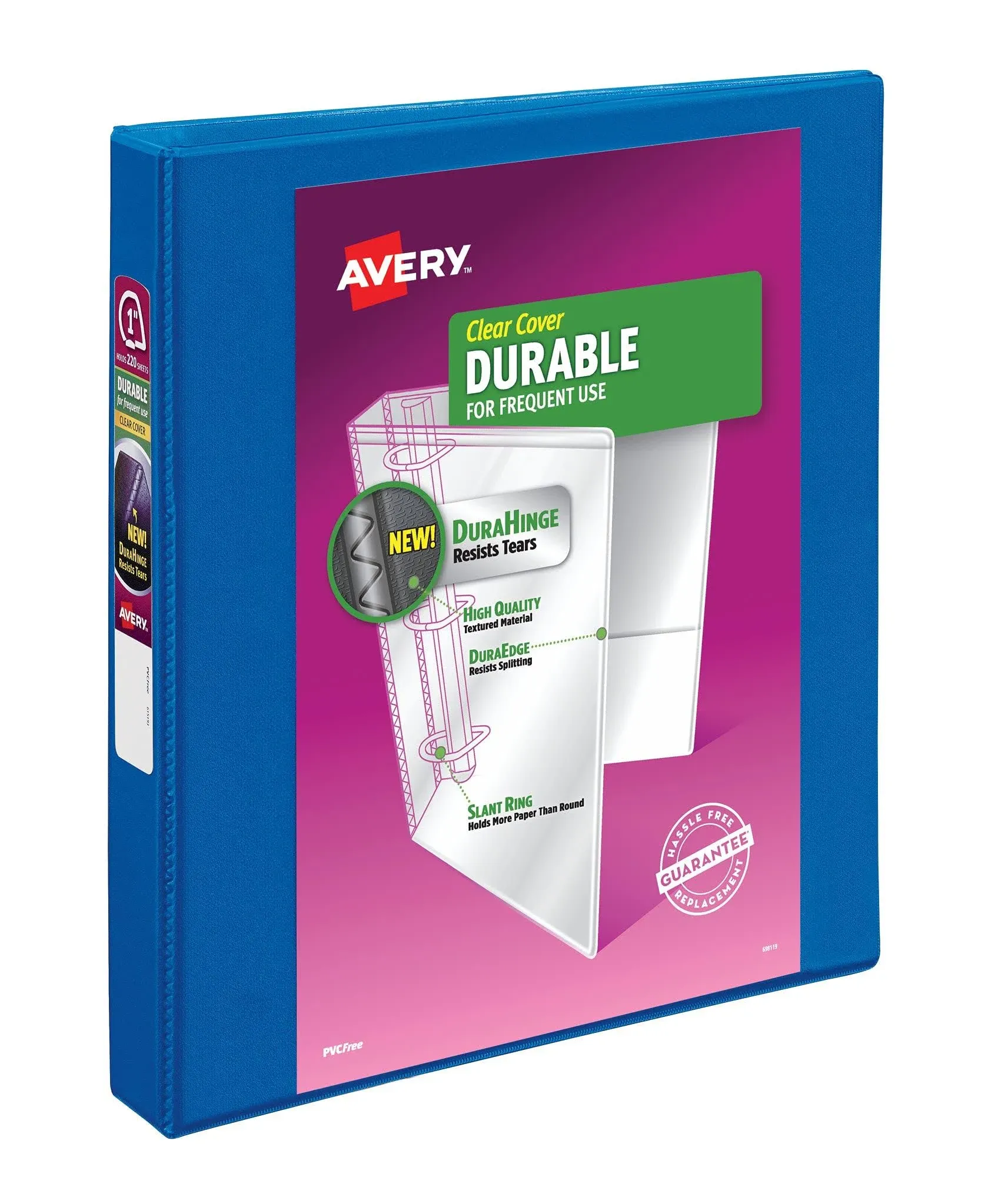 Avery Durable View Binder with DuraHinge and Slant Rings, 3 Rings, 1" Capacity ...