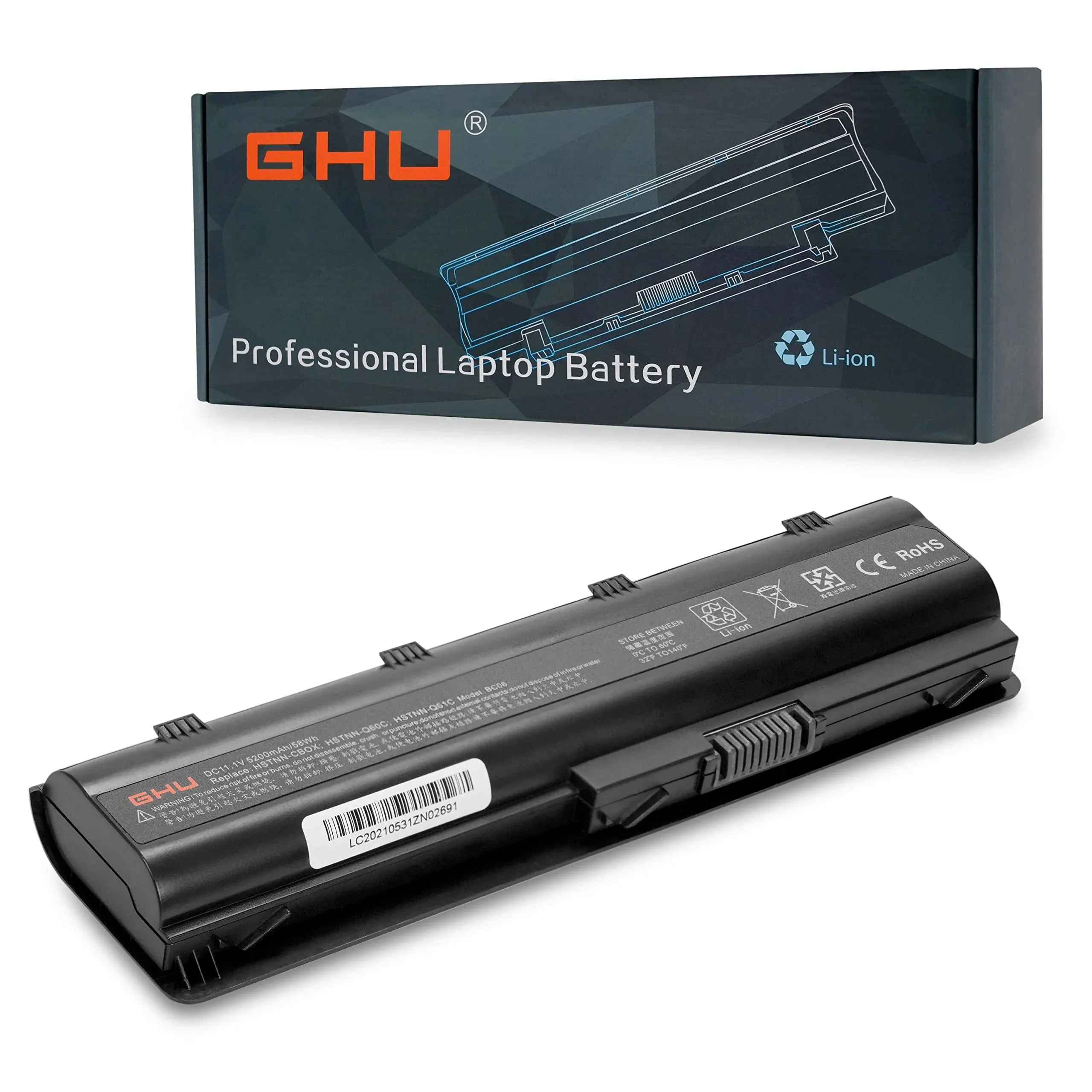 GHU New Battery Mu06 MU09 593553-001 593554-001 58 WH Compatible with HP G62 G42 586028-341 588178-141 WD548AA WD549AA 593562-001 584037-001 Hstnn-lb0