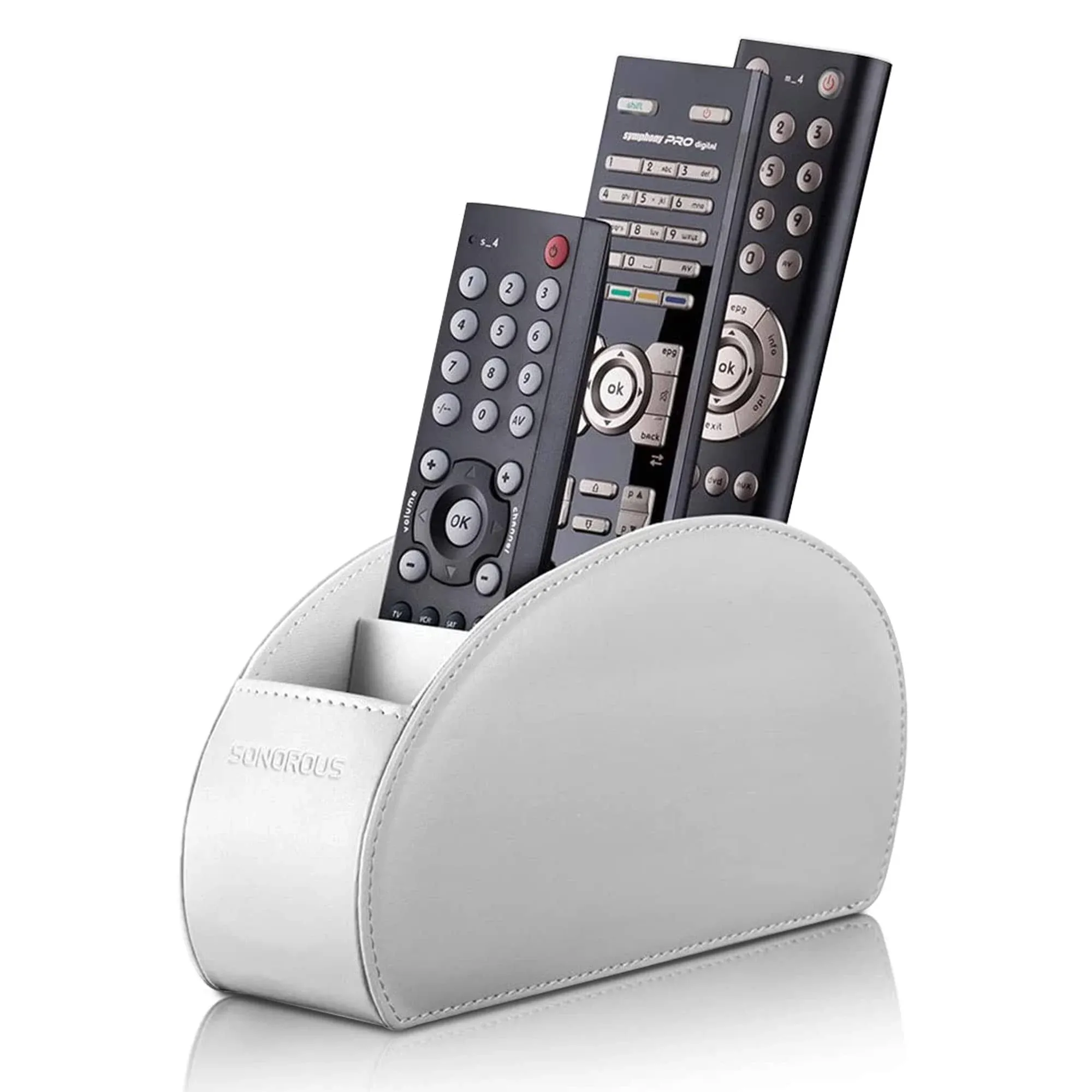 Sonorous Luxury Leather Remote Control Holder - White