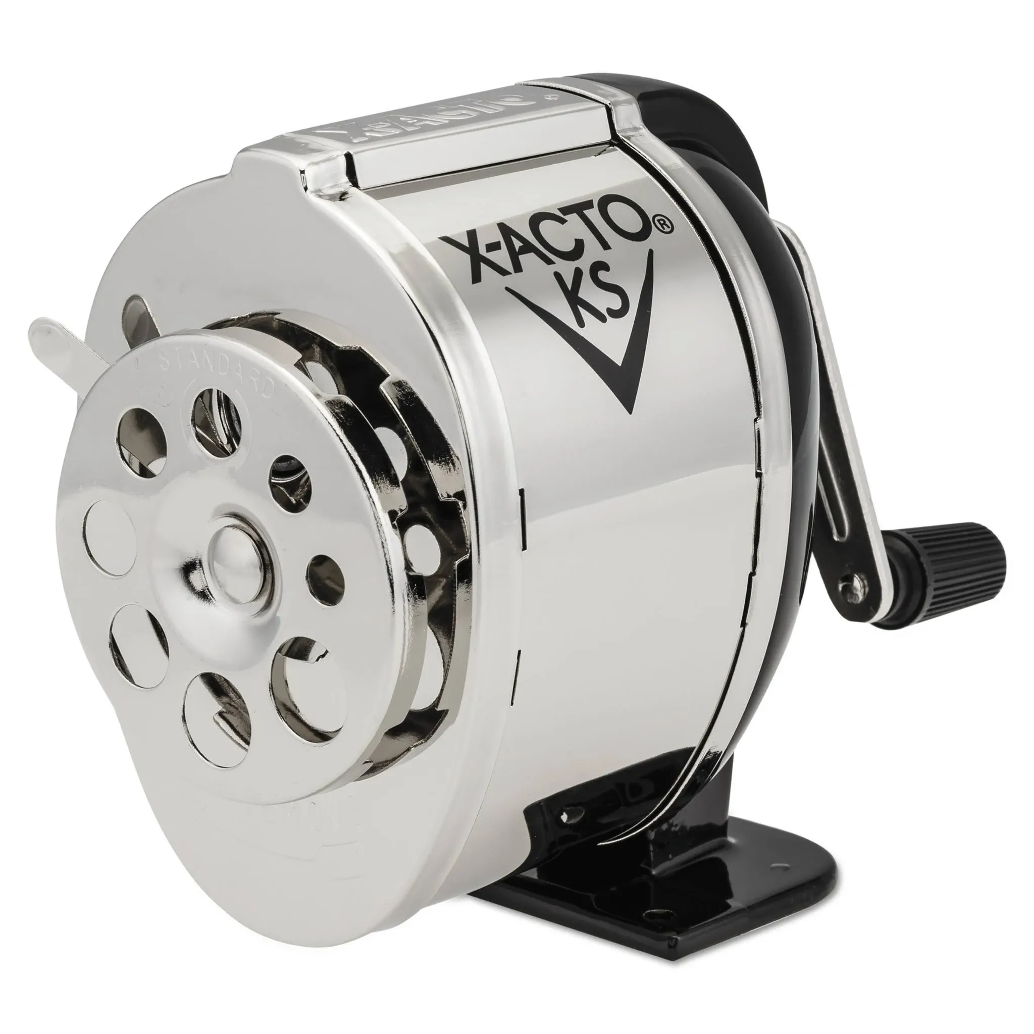 X-ACTO® KS Manual Classroom Pencil Sharpener, Table/Wall-Mount, Manual, 2.75" x 4.75" x 4.25", Black/Nickel (EPI1031)