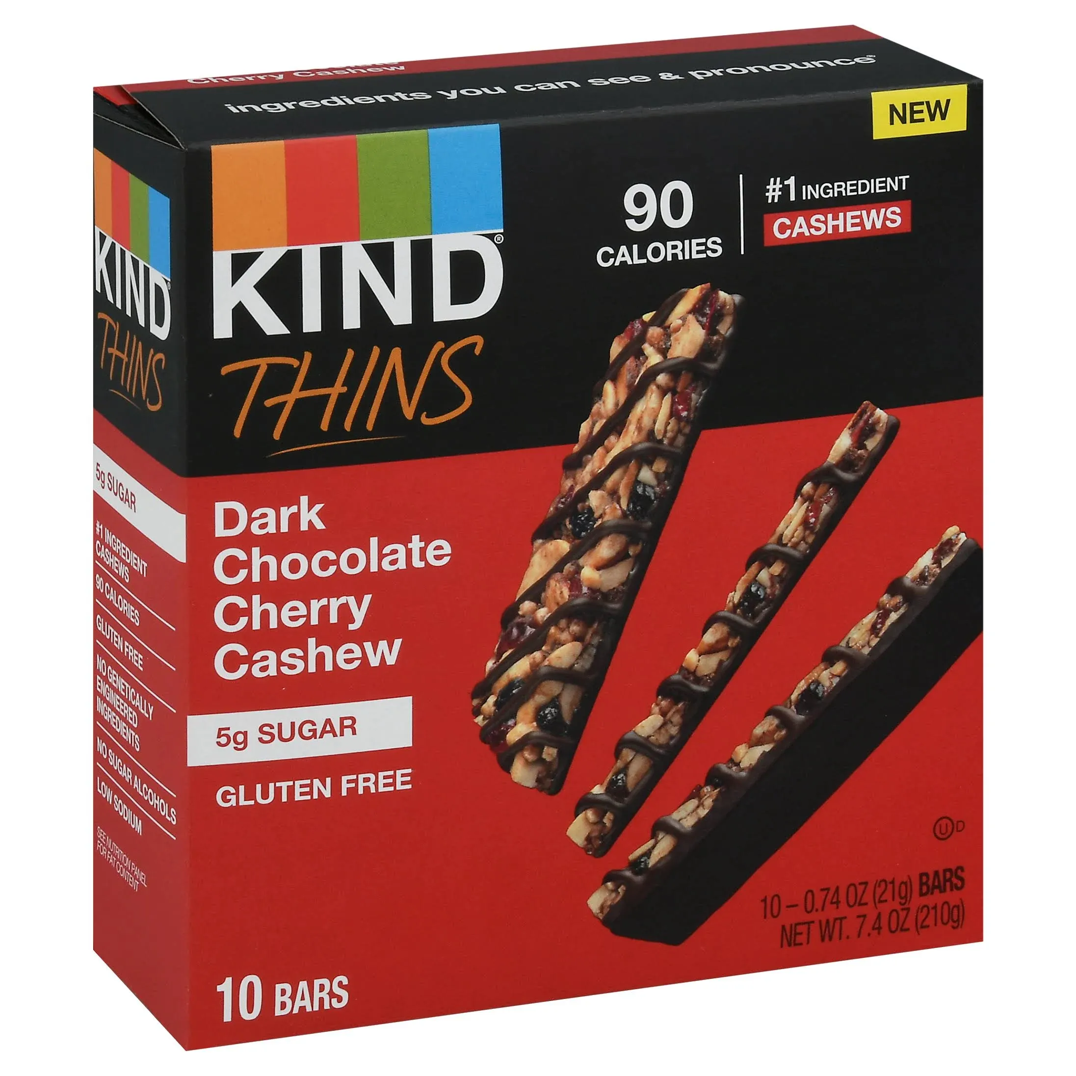 Kind Thins Bars, Dark Chocolate Cherry Cashew, 10 Pack - 10 pack, 0.74 oz bars