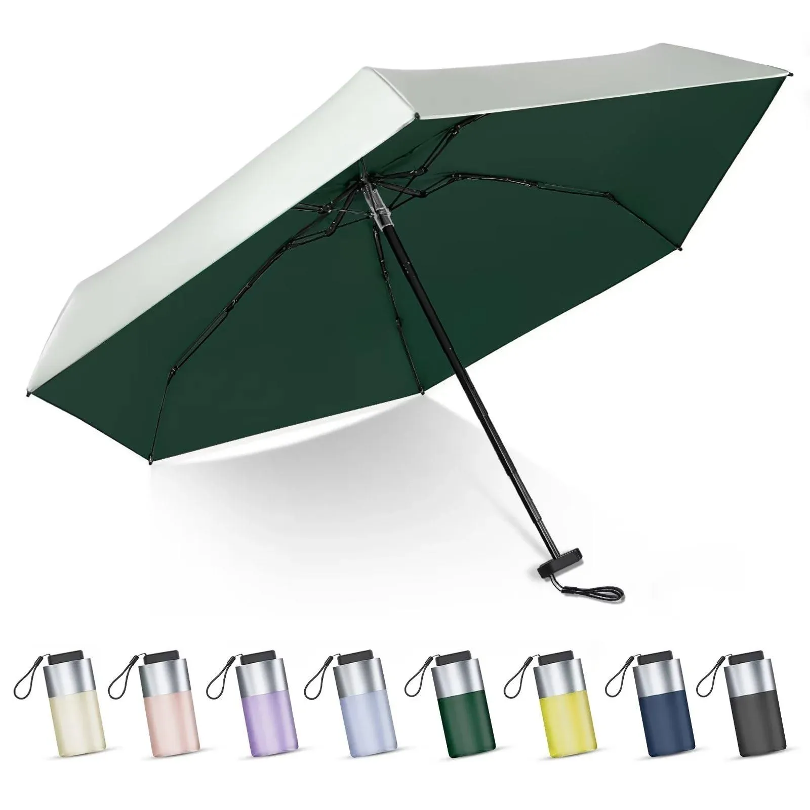 LEAGERA Mini Umbrella For Purse - UPF 50+ UV Blocker Sun Protection Umbrella, Small Micro Travel Parasol Design for Women