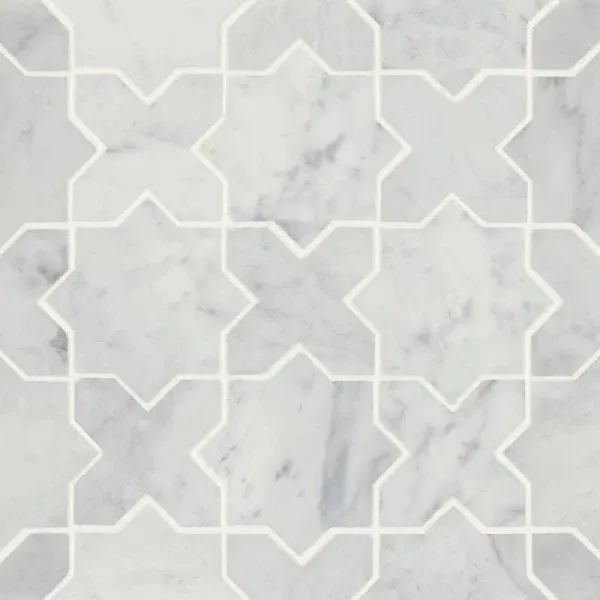 Bedrosians Monet White Carrara 12-in x 12-in Honed Natural Stone Marble Look Mosaic Floor and Wall Tile (5.1-sq. ft/ Carton) | 100001415