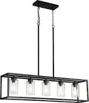 Black Dining Room Light Fixture, Modern Farmhouse Chandeliers, Linear 5-Light