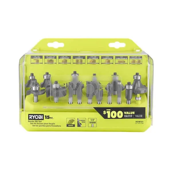 Shank Carbide Router Bit Set (15-Piece)