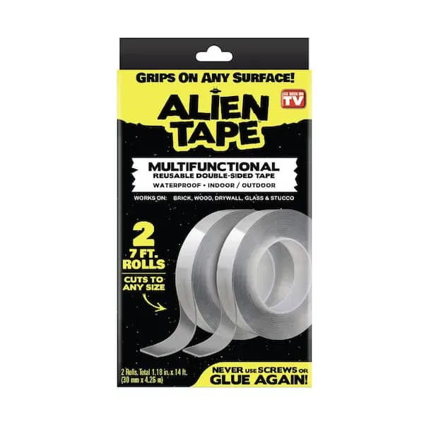 Alientape Nano Double Sided Tape, Multipurpose Removable Adhesive Transparent Grip Mounting Tape Washable Strong Sticky Heavy Duty for Carpet Photo Frame Poster Décor As Seen On TVAlientape Nano Double Sided Tape, Multipurpose Remova…