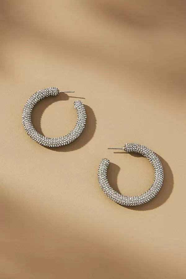 Pavé & Star Hoop Earrings In Silver