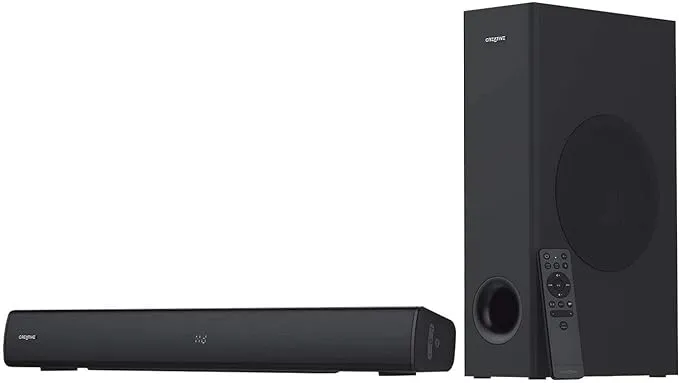 Creative Stage V2 - 2.1 Soundbar and Subwoofer with Clear Dialog and Surround by Sound Blaster for TV and Desktop Monitor