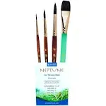 Princeton Neptune Watercolor Brushes 4750 Series 4pc Soft Synthetic Squirrel Watercolor Brush Set Aquarelle 3/4 inch