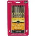 Sakura Pigma 50034 Micron Blister Card Ink Pen Set, Black, 005 6CT