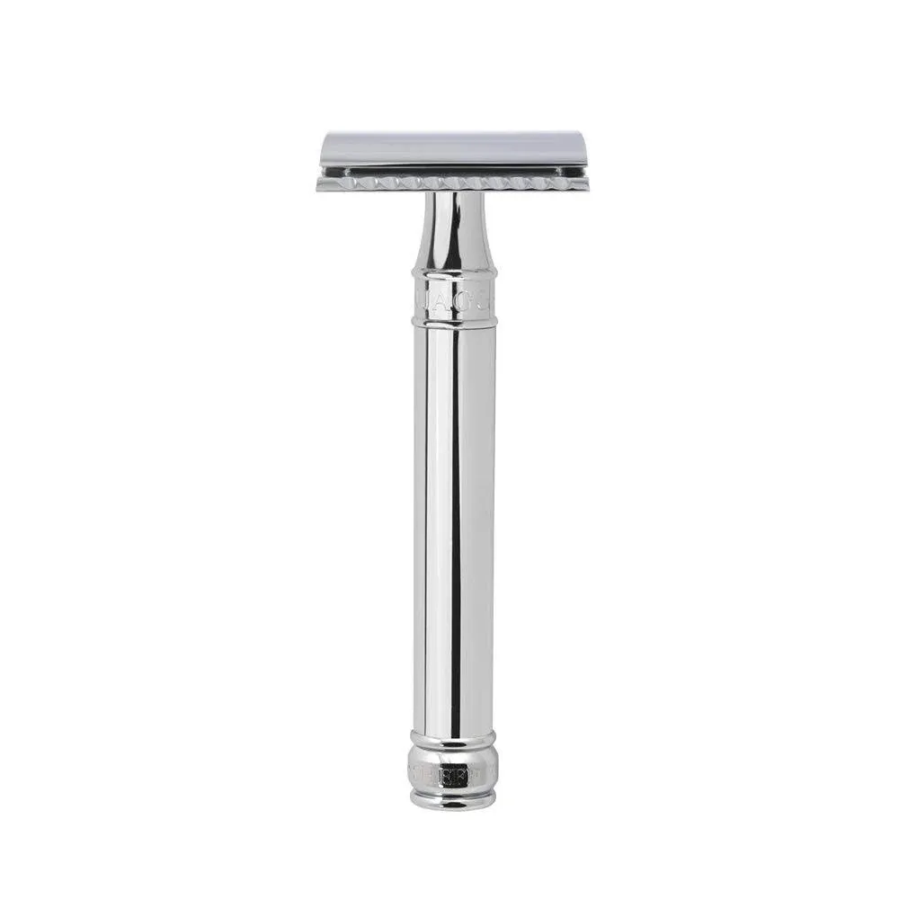 Edwin Jagger Double Edge Safety Razor, Long Handle, Chrome