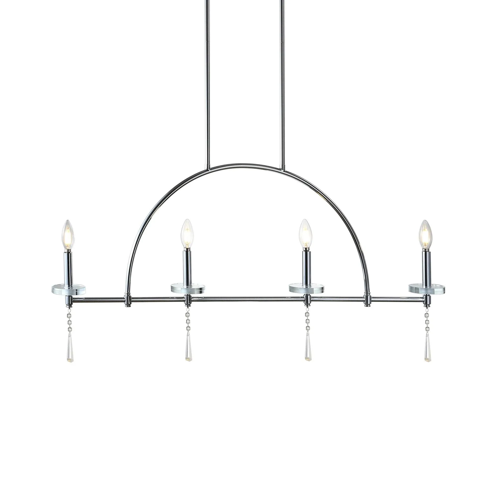 JONATHAN Y JYL7401A Doris 41" 4-Light Linear Metal/Crystal LED Pendant Farmhouse Contemporary Transitional Dimmable Dining Room Living Room Kitchen Foyer Bedroom Hallway, Chrome