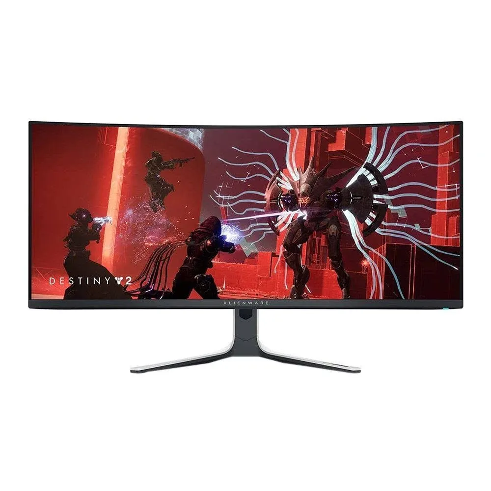 Alienware AW3423DW Curved Gaming Monitor 34.18 inch Quantom Dot-OLED 1800R Display, 3440x1440 Pixels at 175Hz, True 0.1ms Gray-to-Gray, 1M:1 Contrast Ratio, 1.07 Billions Colors - Lunar Light