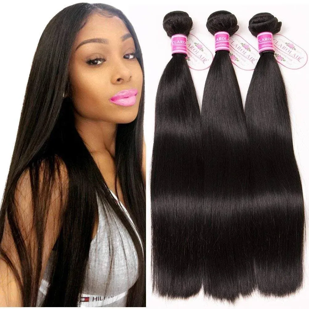 Straight Hair Bundles Black Bundles Brazilian Remy Human Hair Weave Natural Straight 3 Bundle 100g/Bundle Unprocessed Virgin Hair 3 Bundles For Women 18 20 22 Inch