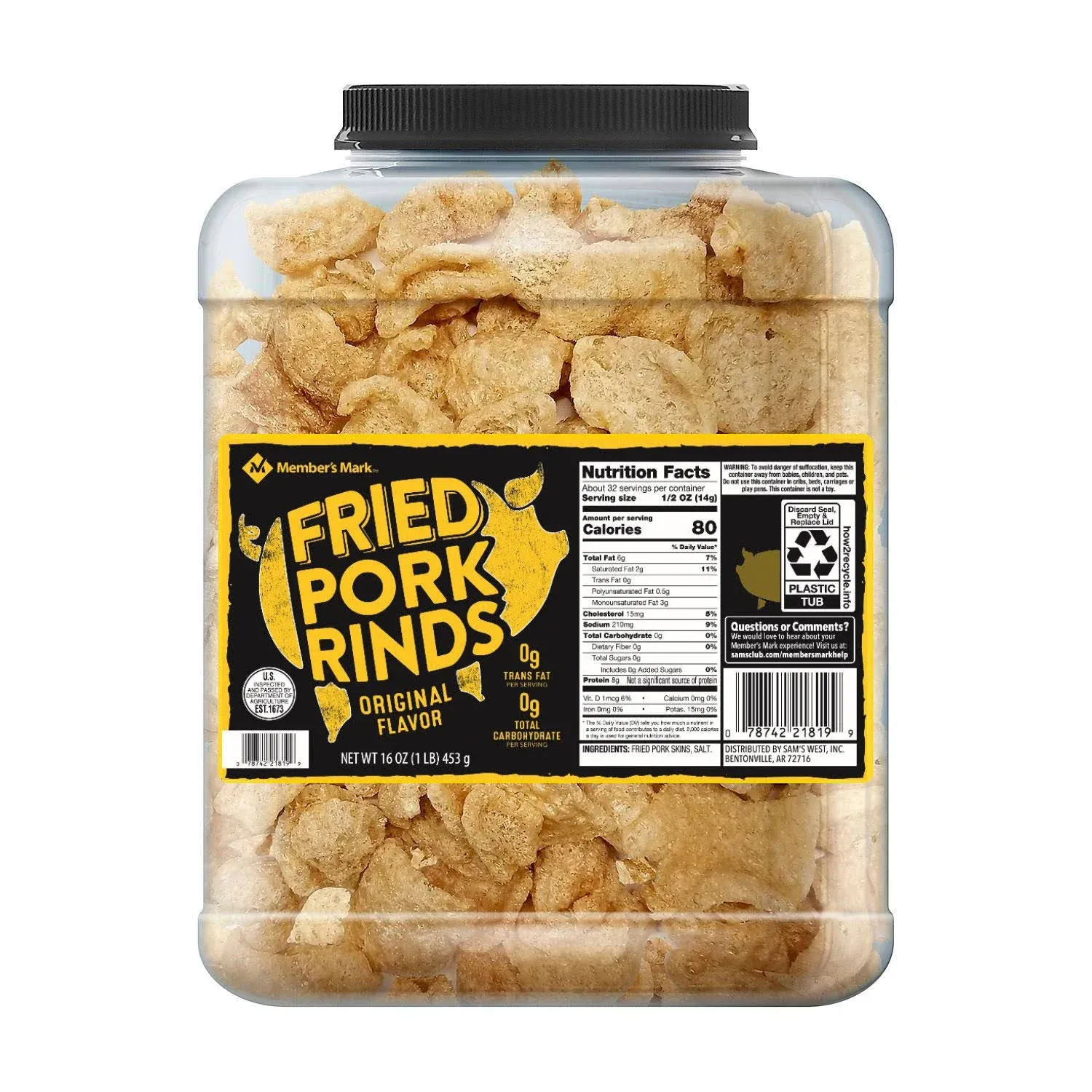 Member's Mark Original Fried Pork Rinds 16 oz. (pack of 3) A1