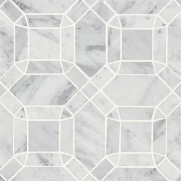 Monet Honed Marble Mosaic 1 Tile in White Carrara