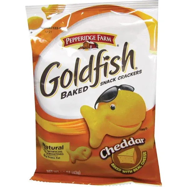 Goldfish Pepperidge Farm Goldfish Shaped Crackers - Trans Fat Free - Cheddar - 1 ...