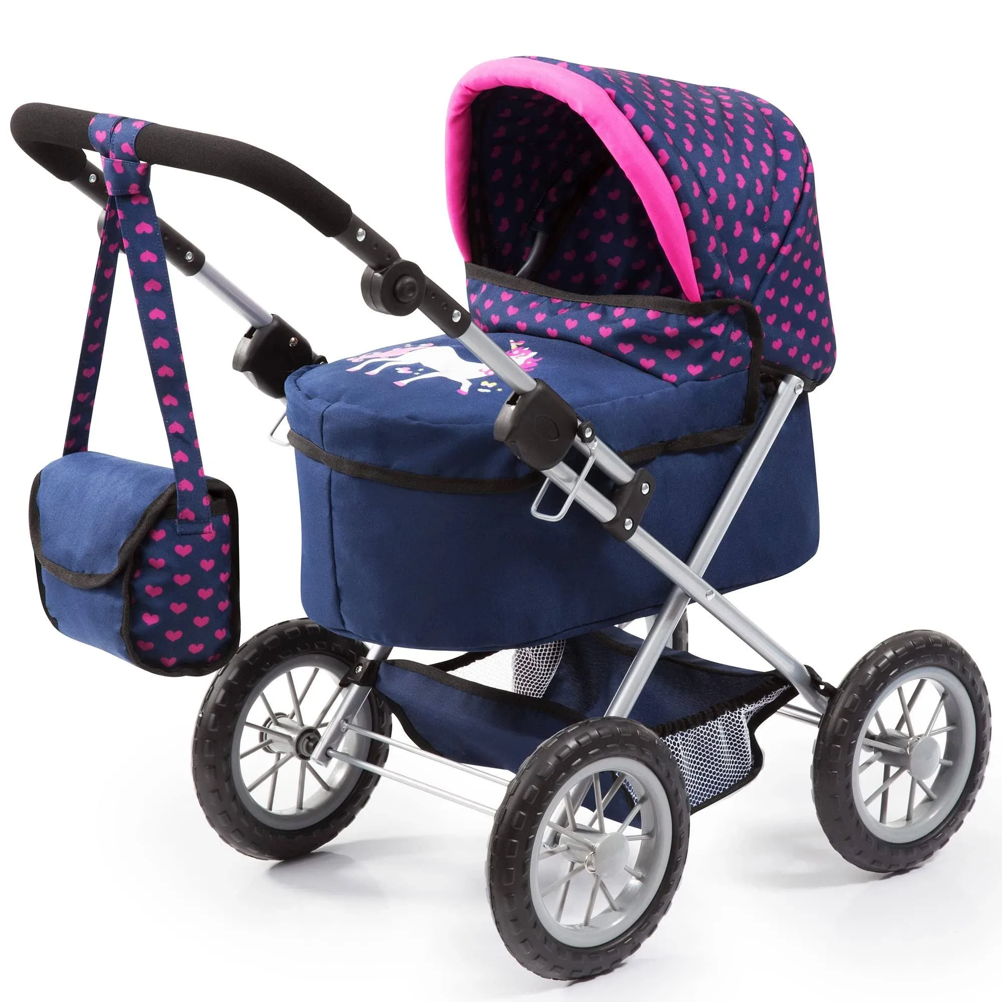 Bayer Design Dolls: Trendy Pram - Blue, Pink, Hearts