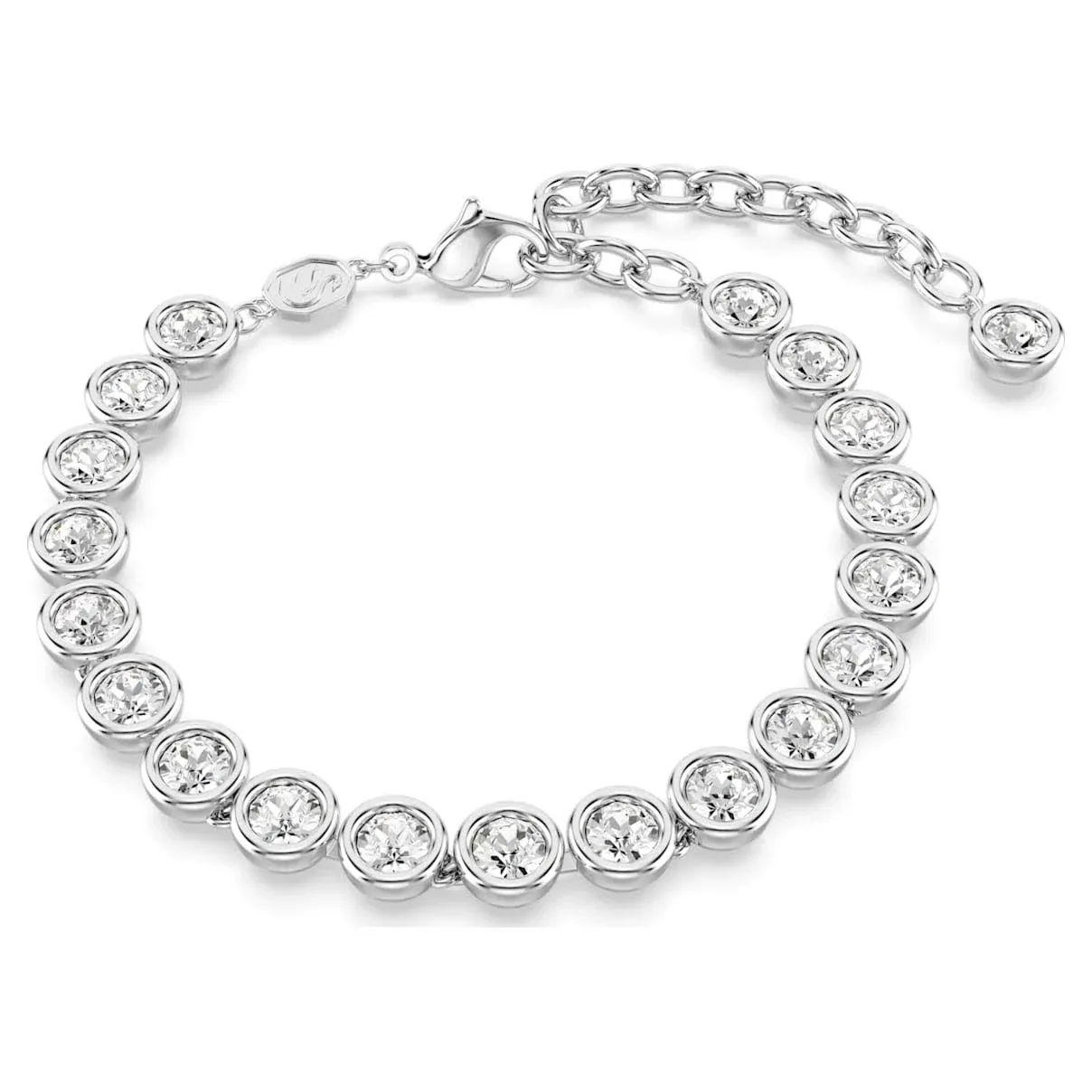 Imber Tennis bracelet, Round cut, White, Rhodium plated