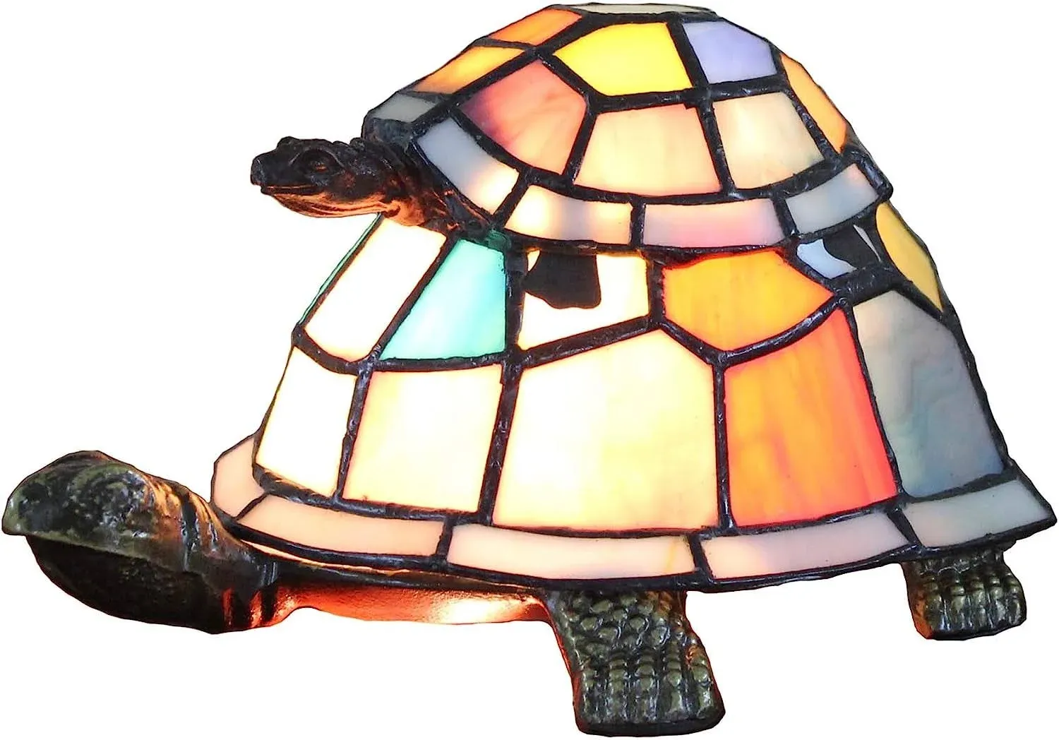 Bieye L10772 Dogs in Love Tiffany Style Stained Glass Accent Table Lamp Night ...