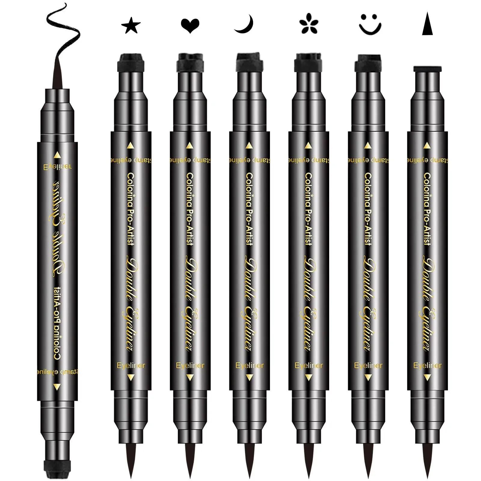 6pcs Erinde Double-headed Liquid Eyeliner Stamp Pen Set, Eye Liners for Women ...