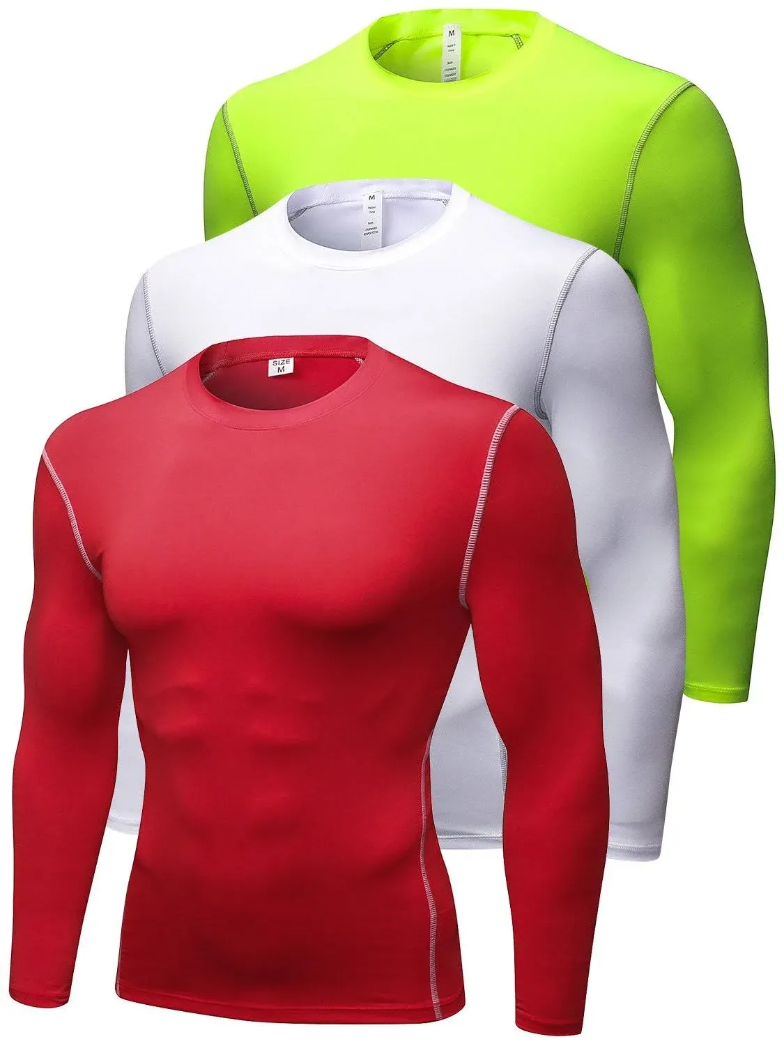 Queerier Men's Compression Shirt Long Sleeve Undershirts for Men Baselayer Sports ...