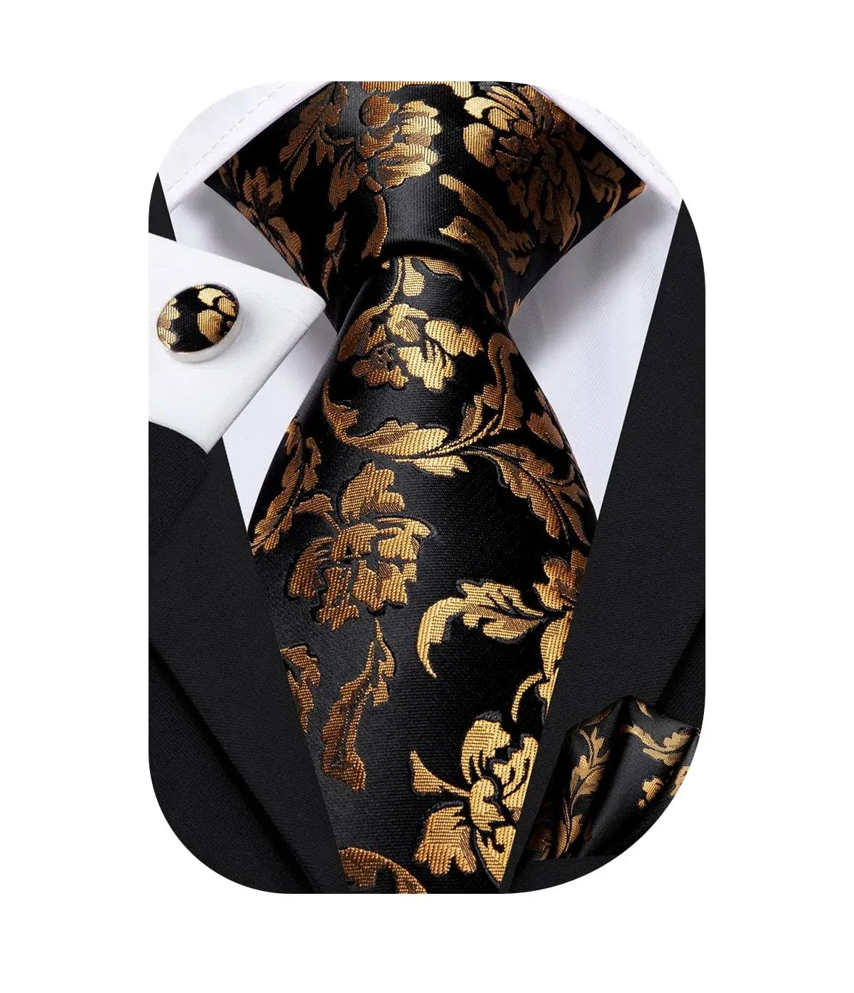 Dubulle Mens Tie Set Solid Paisley Silk Striped Necktie for Men with Cufflinks Tie and Pocket Square