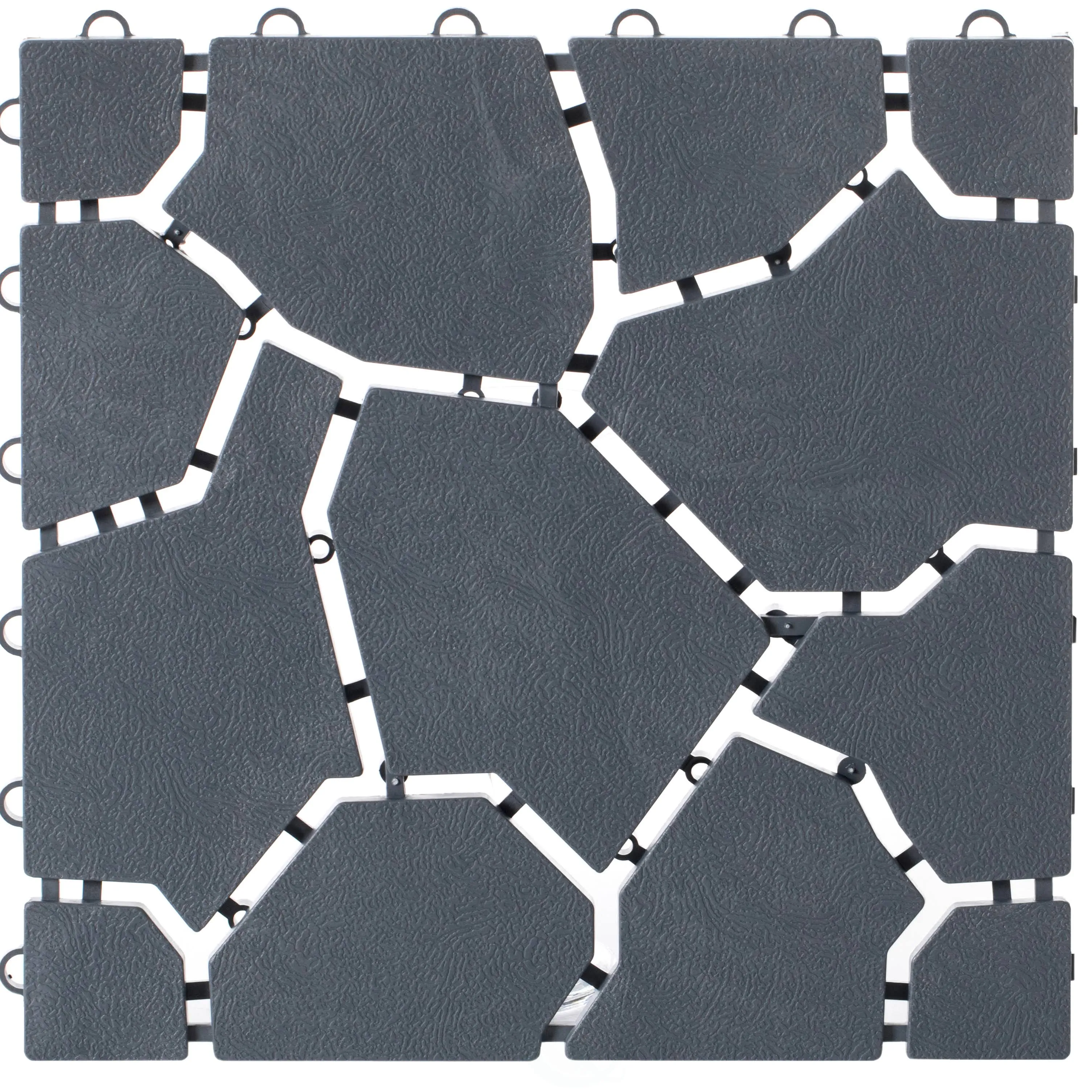 Gardenised Gray Garden Path Track Interlocking Stone Look Design Pathway Tile Floor Paver, Pack of 4