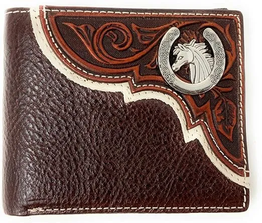 Texas West Premium Genuine Leather Tooled Men's Short Bifold Wallet, Premium ...