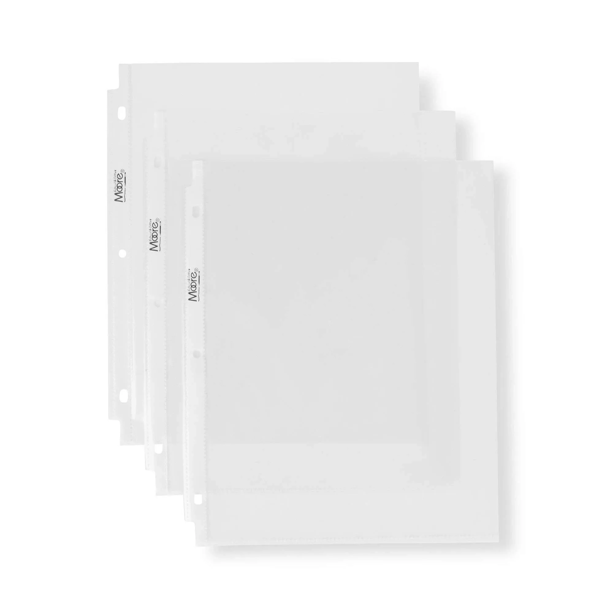 Moore 200 Sheet Protectors, Holds 8.5 x 11 inch Sheets, Clear, Reinforced, Fit Standard 3 Ring Binders, Acid-Free, Archival Safe for Documents and Photos (200Sheets)