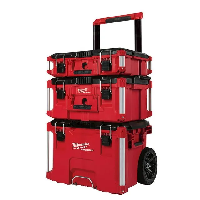 Milwaukee PACKOUT Rolling Modular Stackable Tool Box Storage System, Red