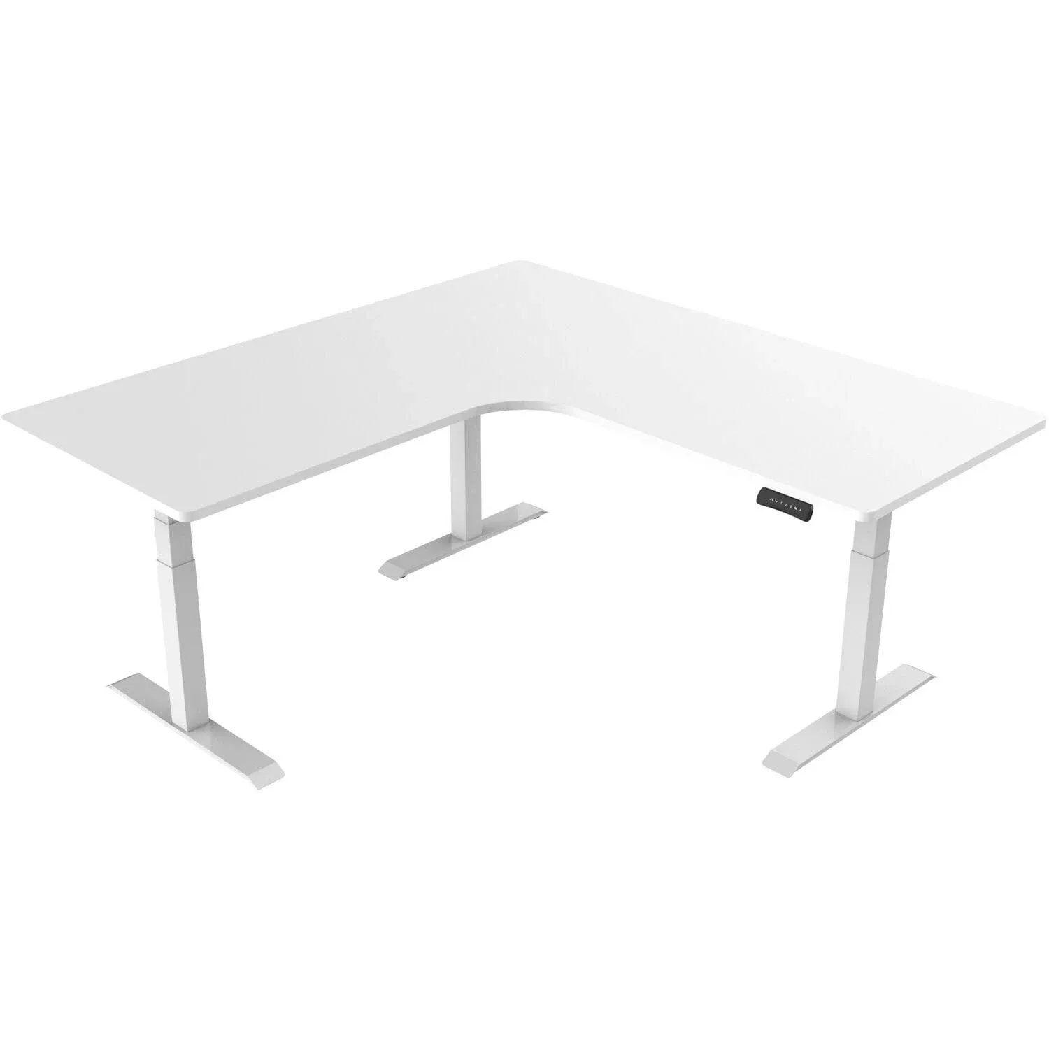 73" L-Shaped Sit/Stand Adjustable Desk With Triple Motor System, White