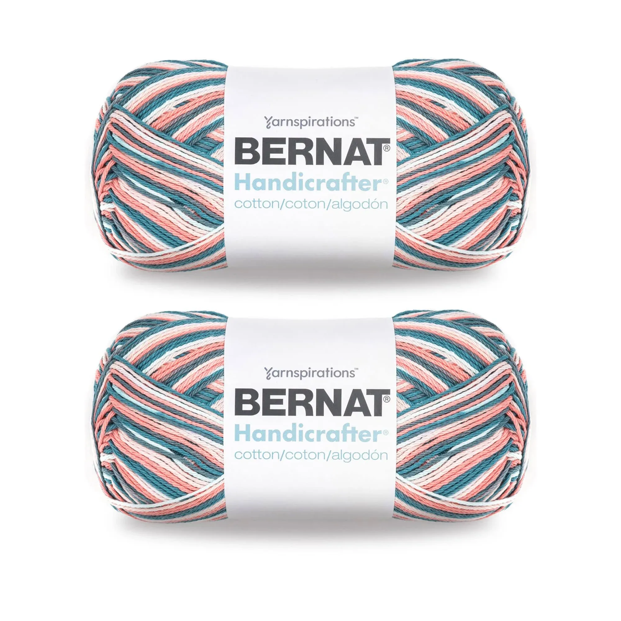 Bernat Handicrafter Cotton Big Ball Coral Seas Yarn - 2 Pack of 340g/12oz ...