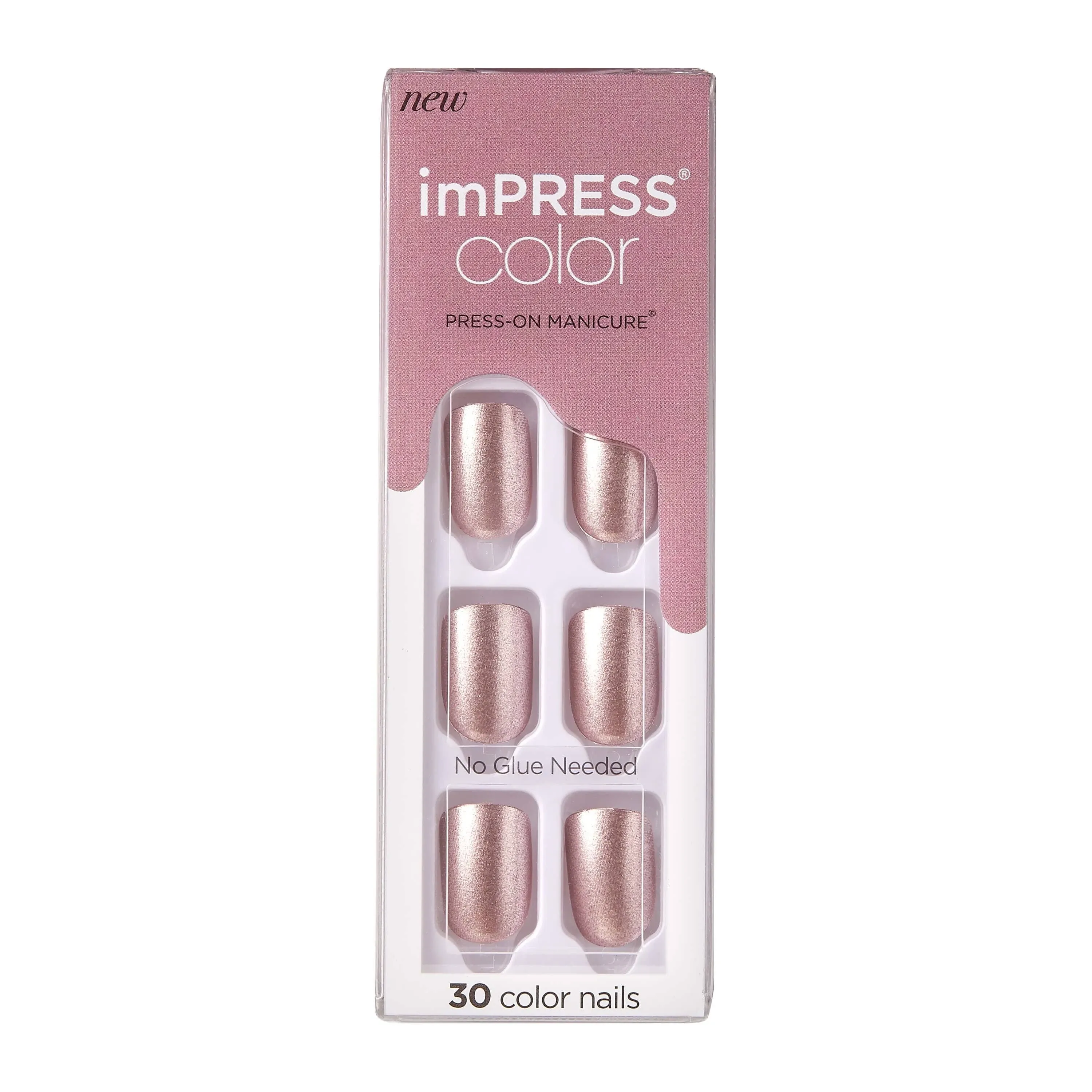 KISS imPRESS Color Press-On Nails, Nail Kit, PureFit Technology, Short Length,