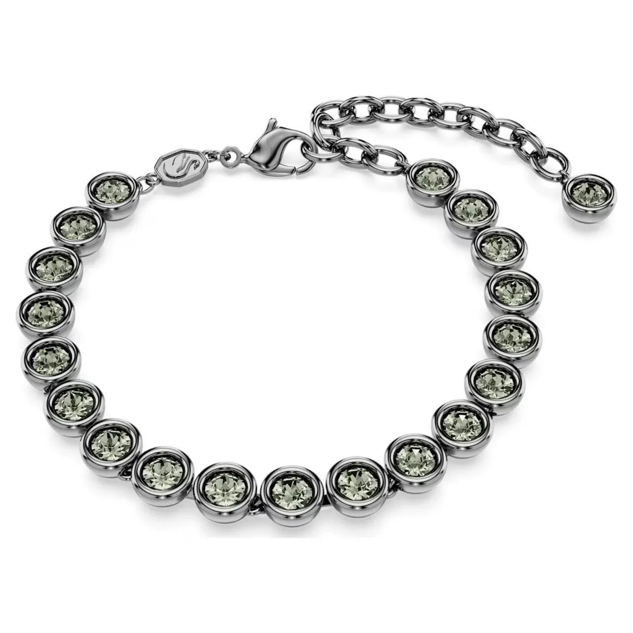 Swarovski Imber Tennis Bracelet Round Cut, Black, Ruthenium 5682592 (Size M)