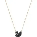 Swarovski Iconic Black Swan Pendant Rose Gold Tone Plt 5204134