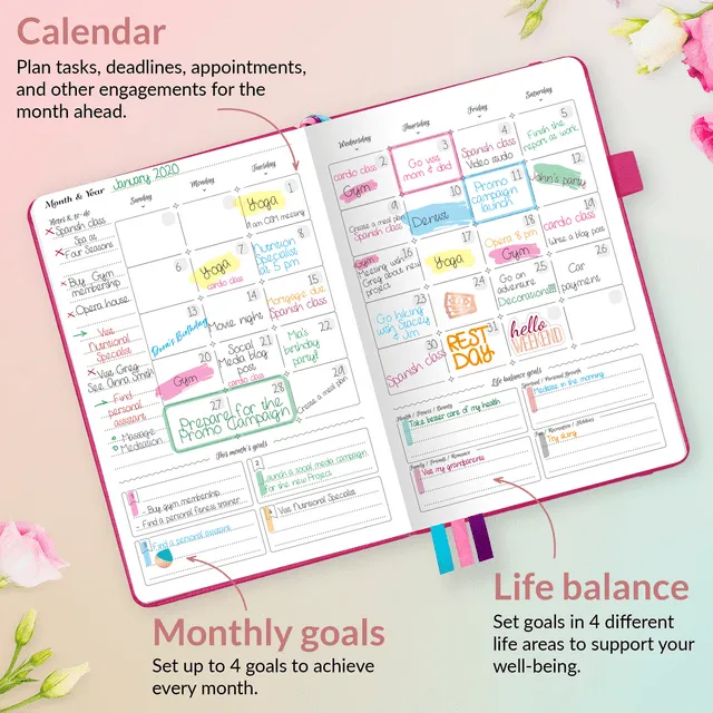 GoGirl Weekly Schedule Planner – Undated Hourly A5 (5.8'' x 8.3''), Lavender 