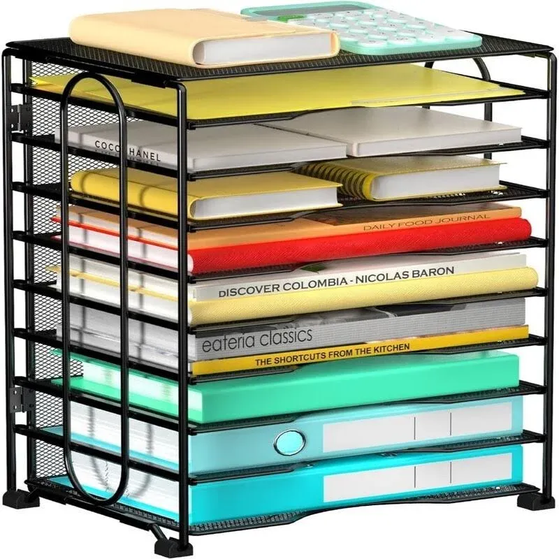 10-Tier Desktop File Sorter Desk Organizer Letter Tray Paper 10-tier Black