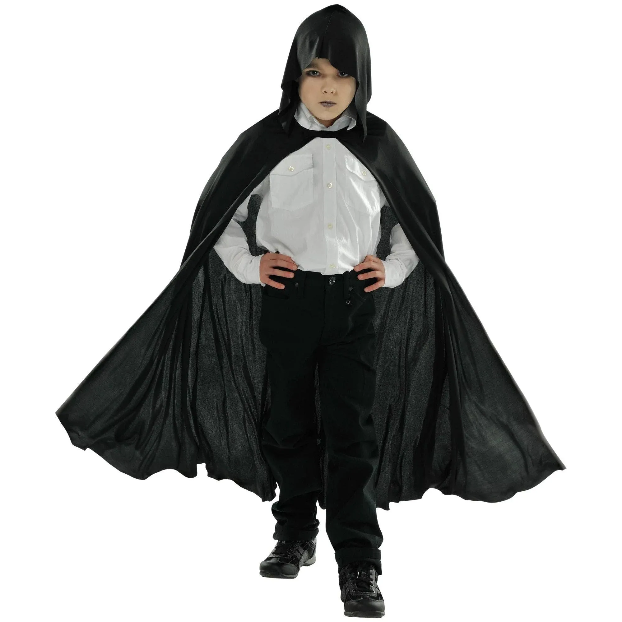 New in Package, Unisex Girls or Boys, Black Hooded Halloween Cape