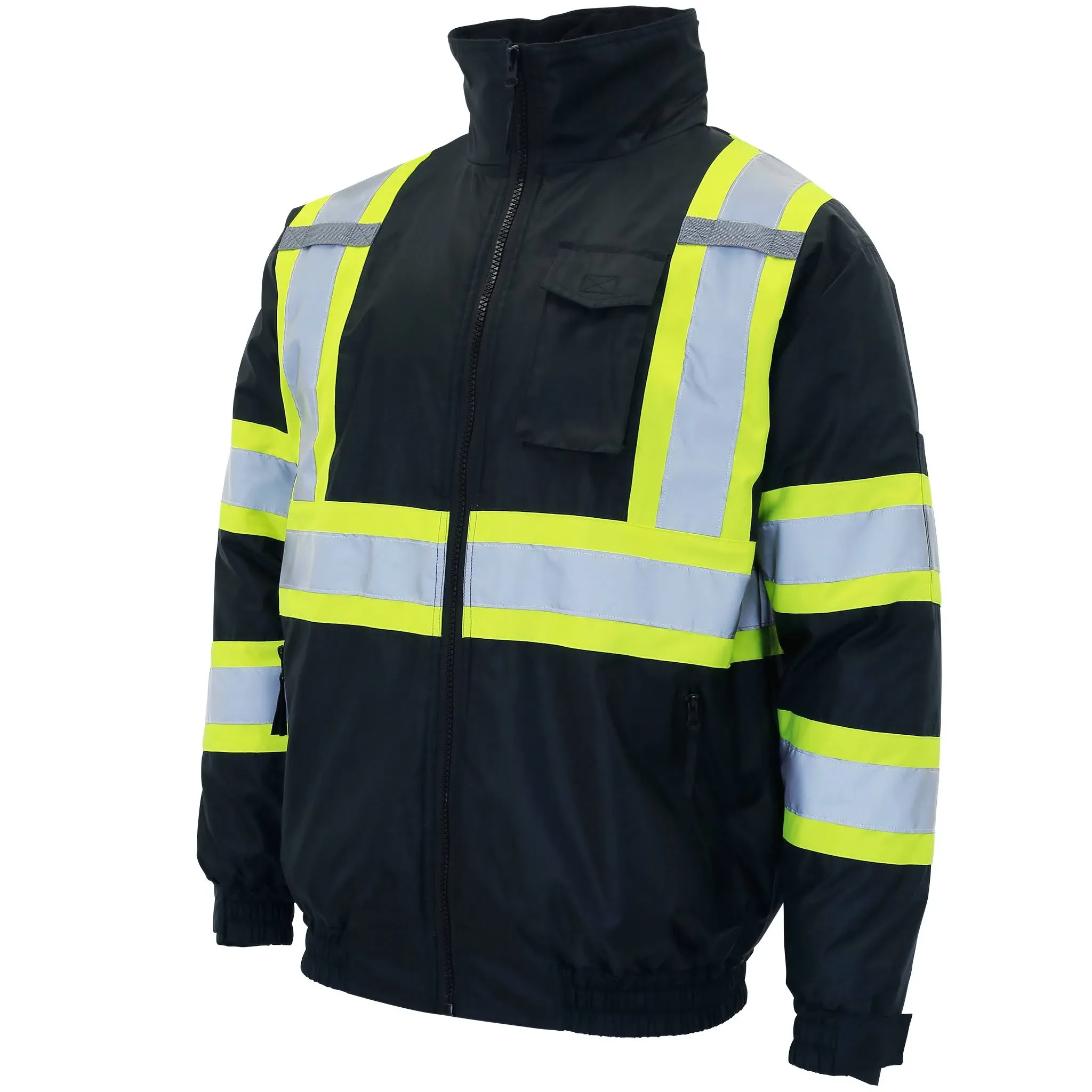 JORESTECH Hi-Vis 2-Toned Reflective Bomber Safety Jacket |ANSI Class 3 M / Black