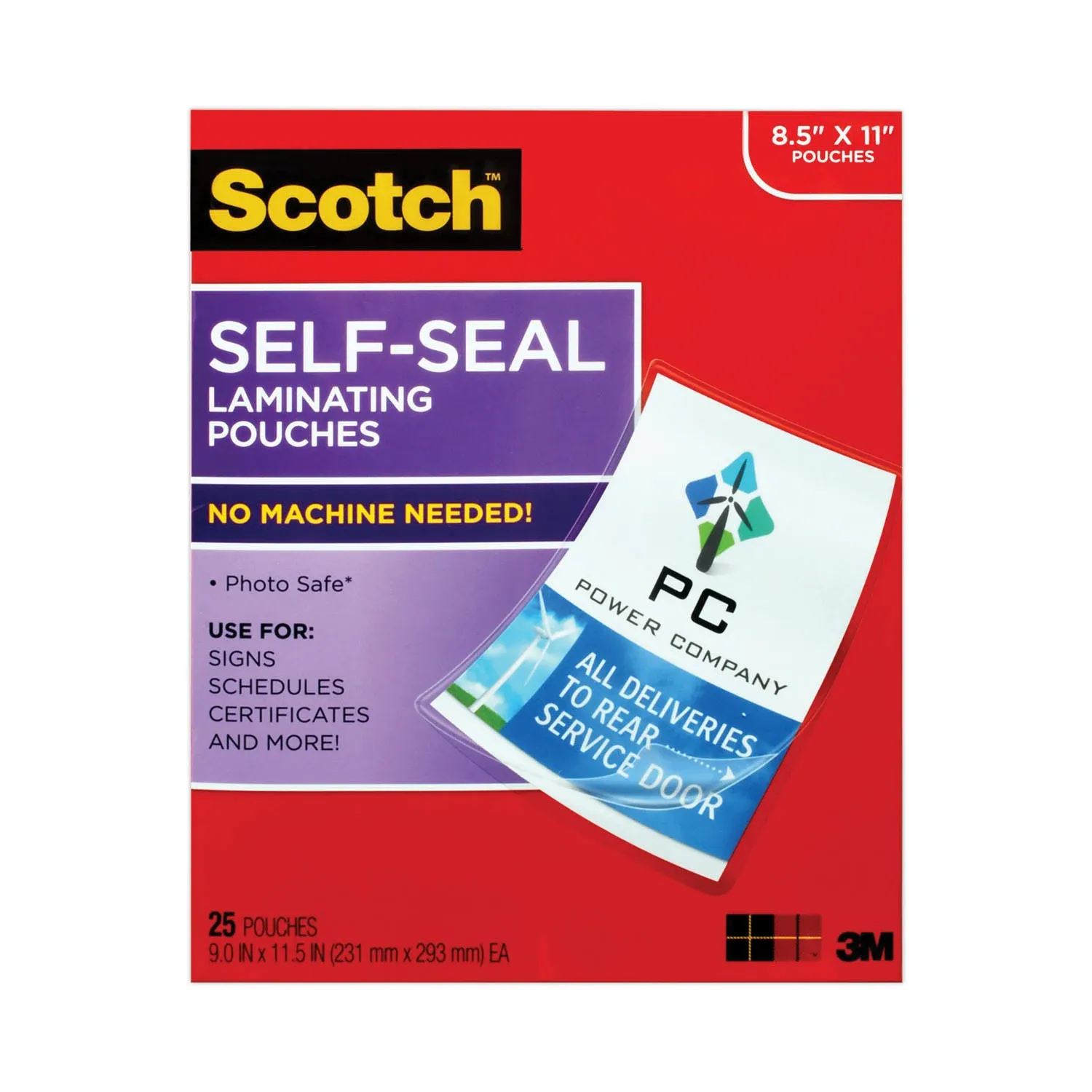 3M LS85425G Self-Sealing Laminating Sheets 9.6 mils 8-1/2 x 11 25/Pk