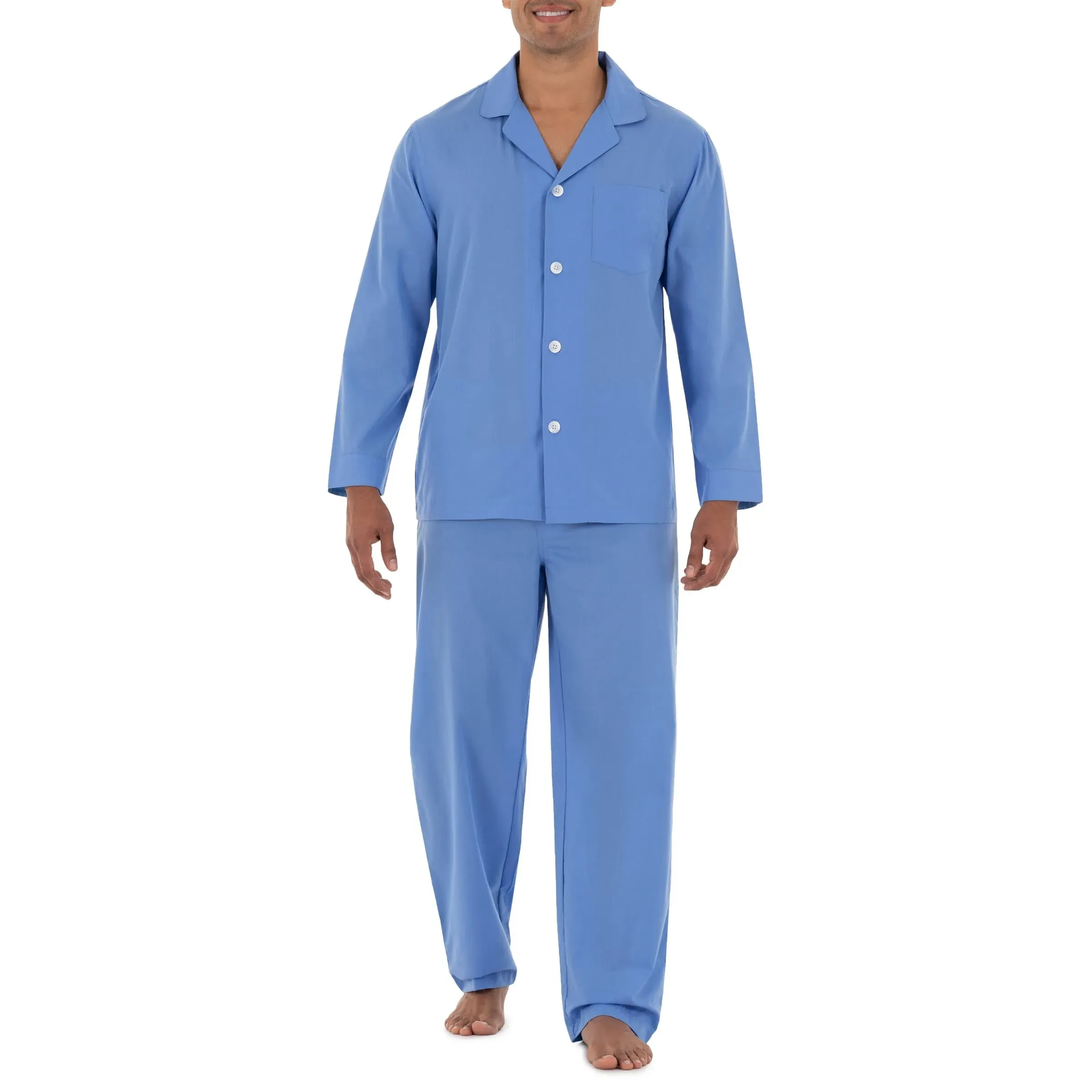 Fruit of the Loom mens Long Sleeve Broadcloth Pajama Set