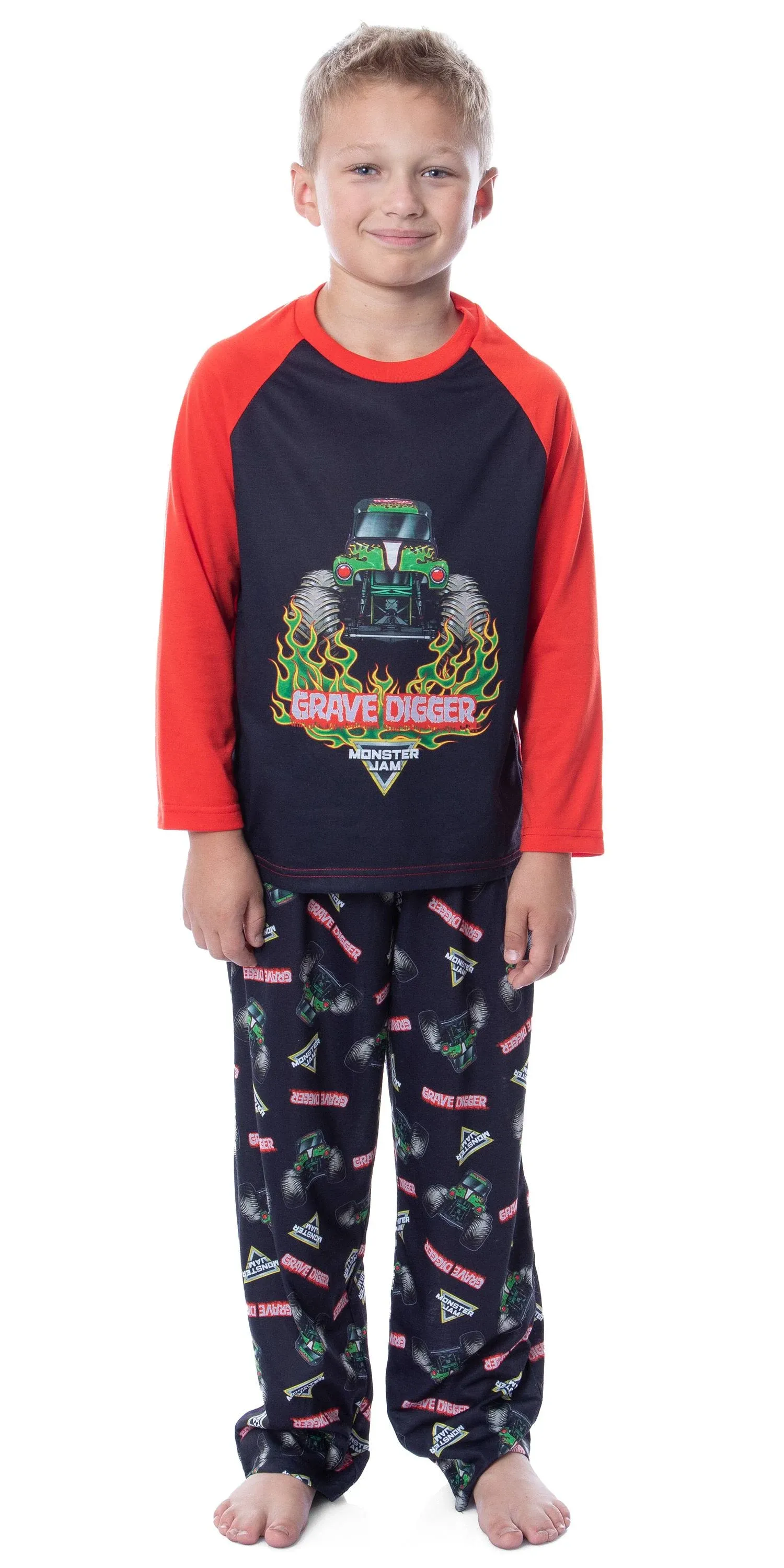 Monster Jam Boys' Grave Digger Raglan Pajama Set