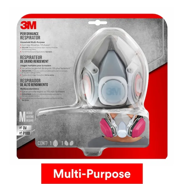 3M P100/OV Mehrzweck-Atemschutzmaske 65021, mittlere Größe, NIOSH zugelassene organische Dampfkartusche & P100 bewertete Filter, flexibel, thermoplastische Gesichtsversiegelung für Komfort