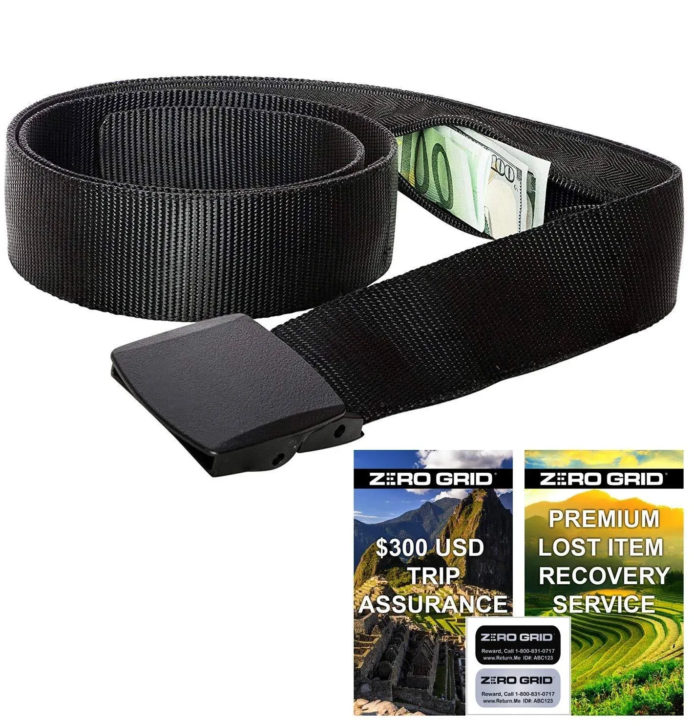 Zero Grid Travel Security Belt - Hidden Money Belt, Anti Theft Travel Belt TSA Approved