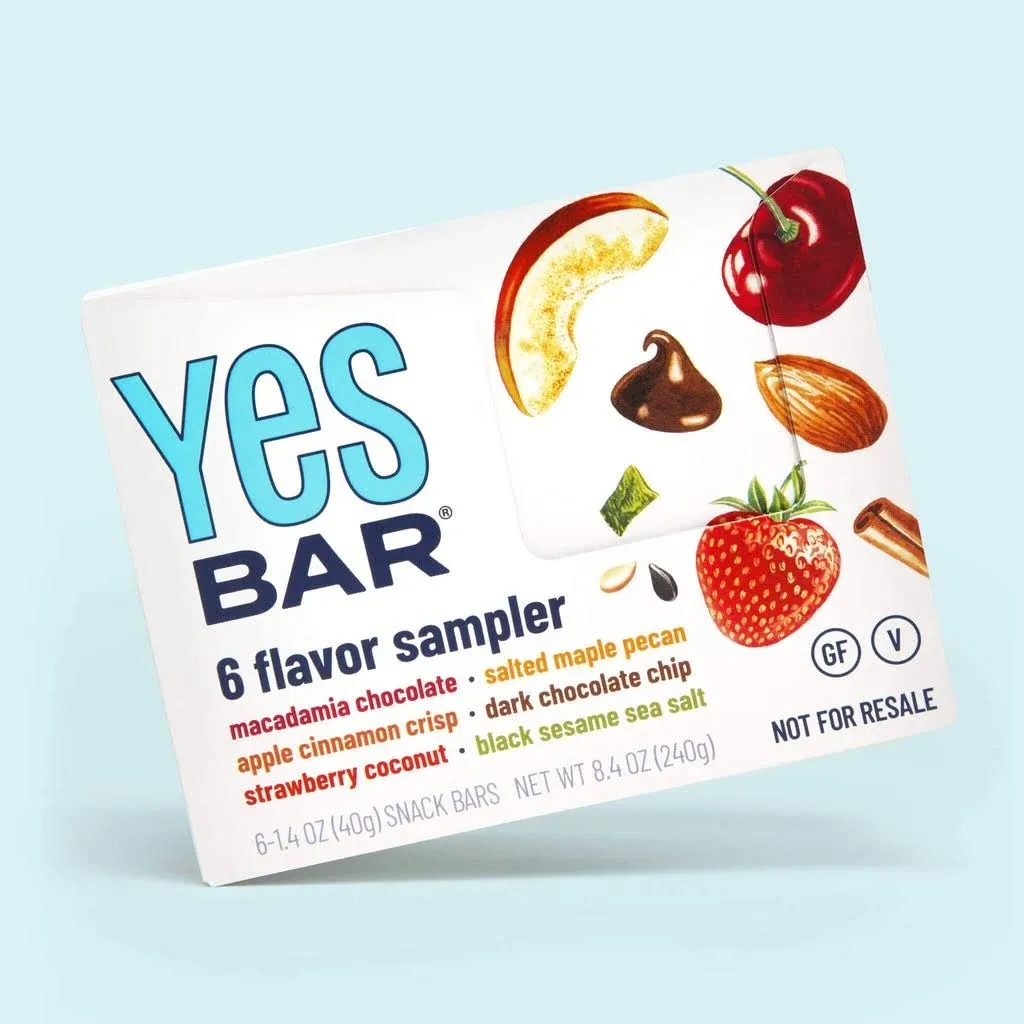 The YES Bar Six Flavor Variety Pack Plant Based Protein Decadent Snack Bar