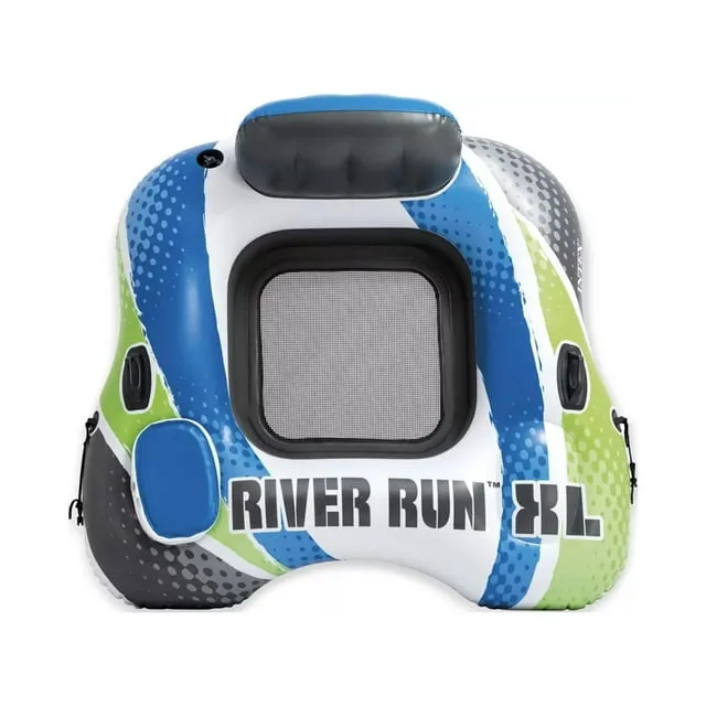 Intex River Run XL Lounge Tube Inflatable Pool River Raft Ride, Vibrant Blue, White, and Green