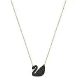 Swarovski Women&#039;s Pendant with Chain Iconic Swan Black and Rose Gold 5204134