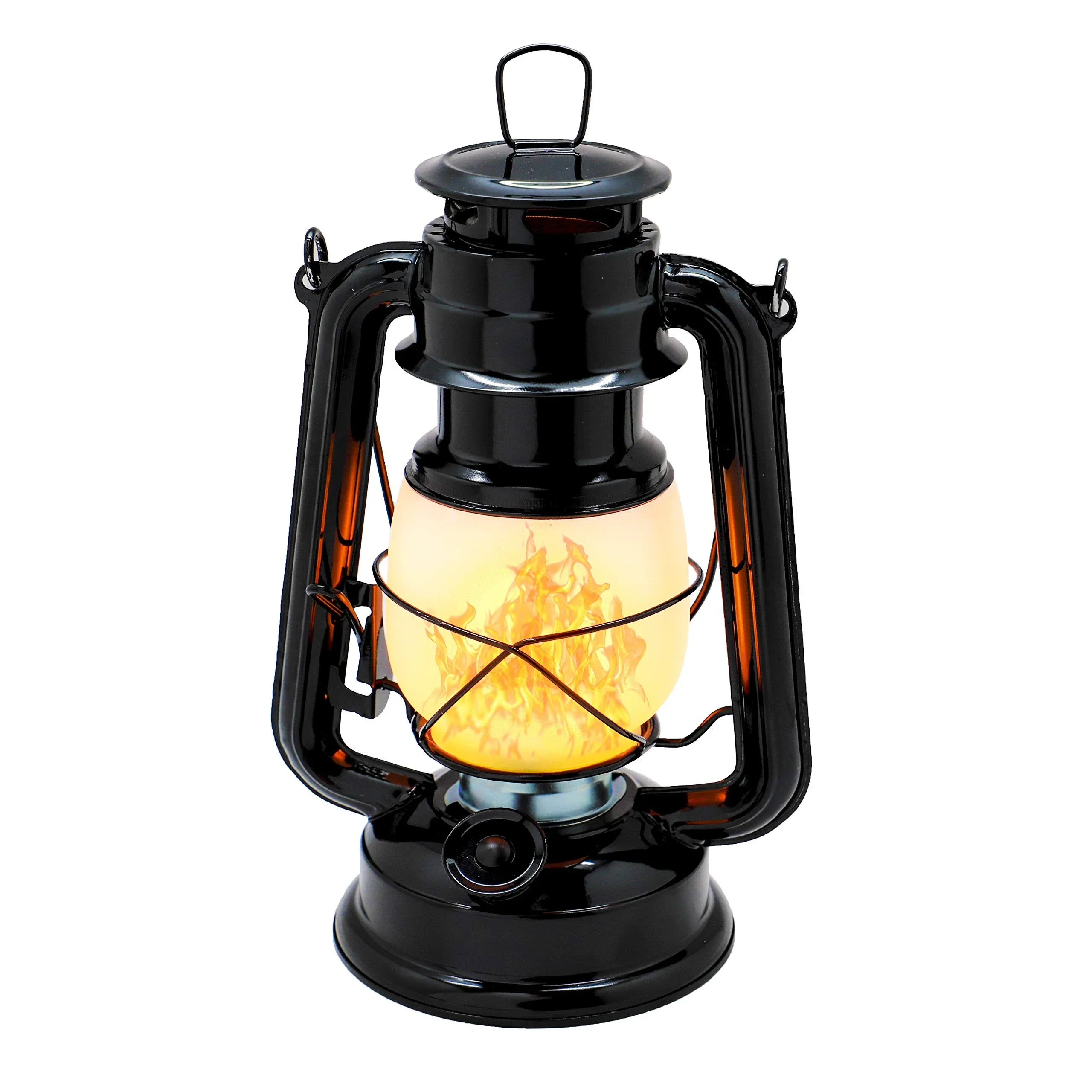 Led Vintage Flame Lantern Metal Outdoor Hanging Lantern With Dancing Flame Batte