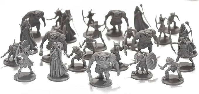 DRUNK'N DRAGON DND Enemies Minis 25 Fantasy Miniatures for Tabletop/Dungeons and Dragons Roleplaying Games - Bulk Minis Unpainted- Monsters Figures Starter Set - Compatible DND